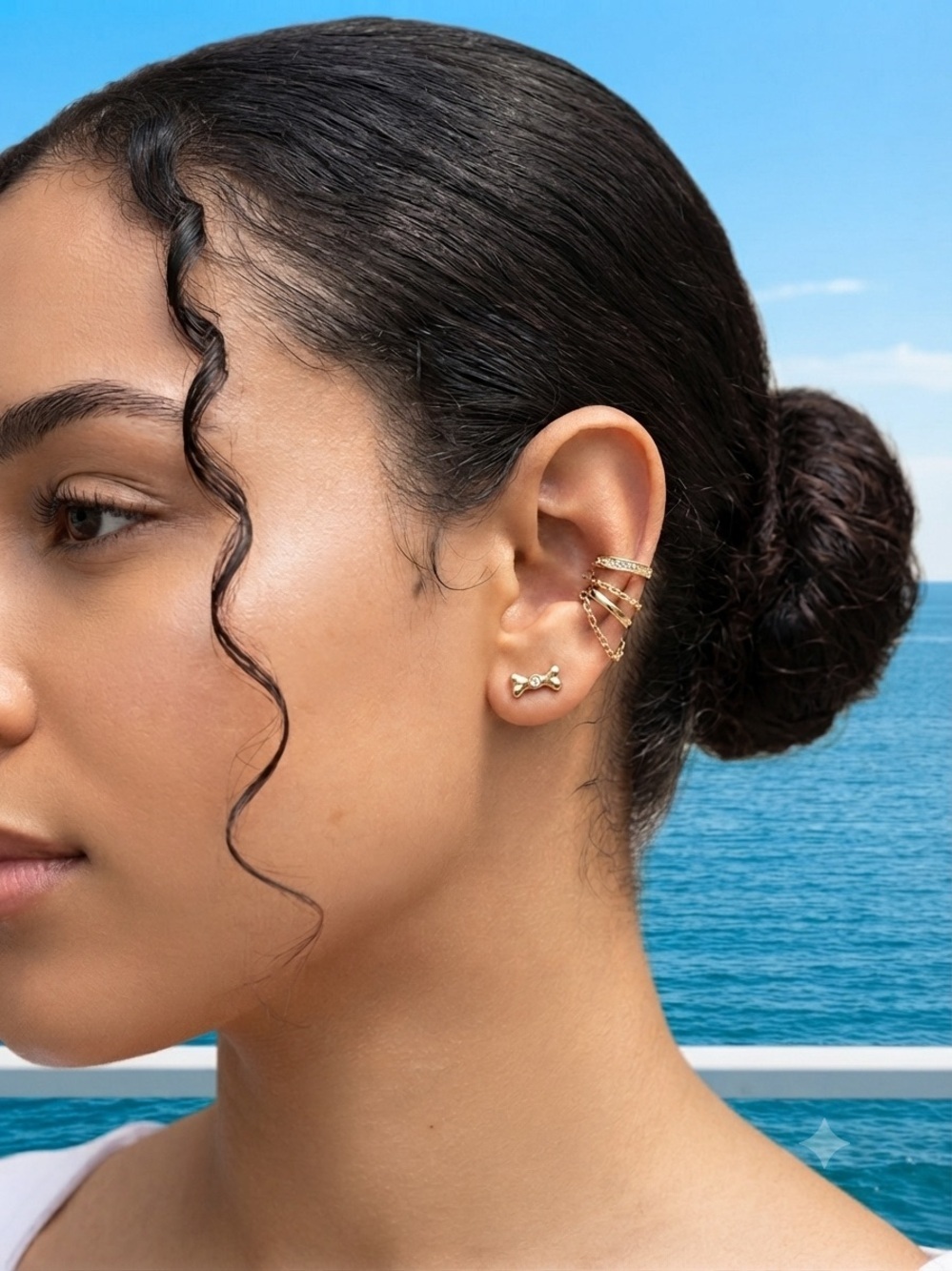 ✨ Gold Layered Chain Ear Cuff Set - Chic Geometric Minimalist Jewelry